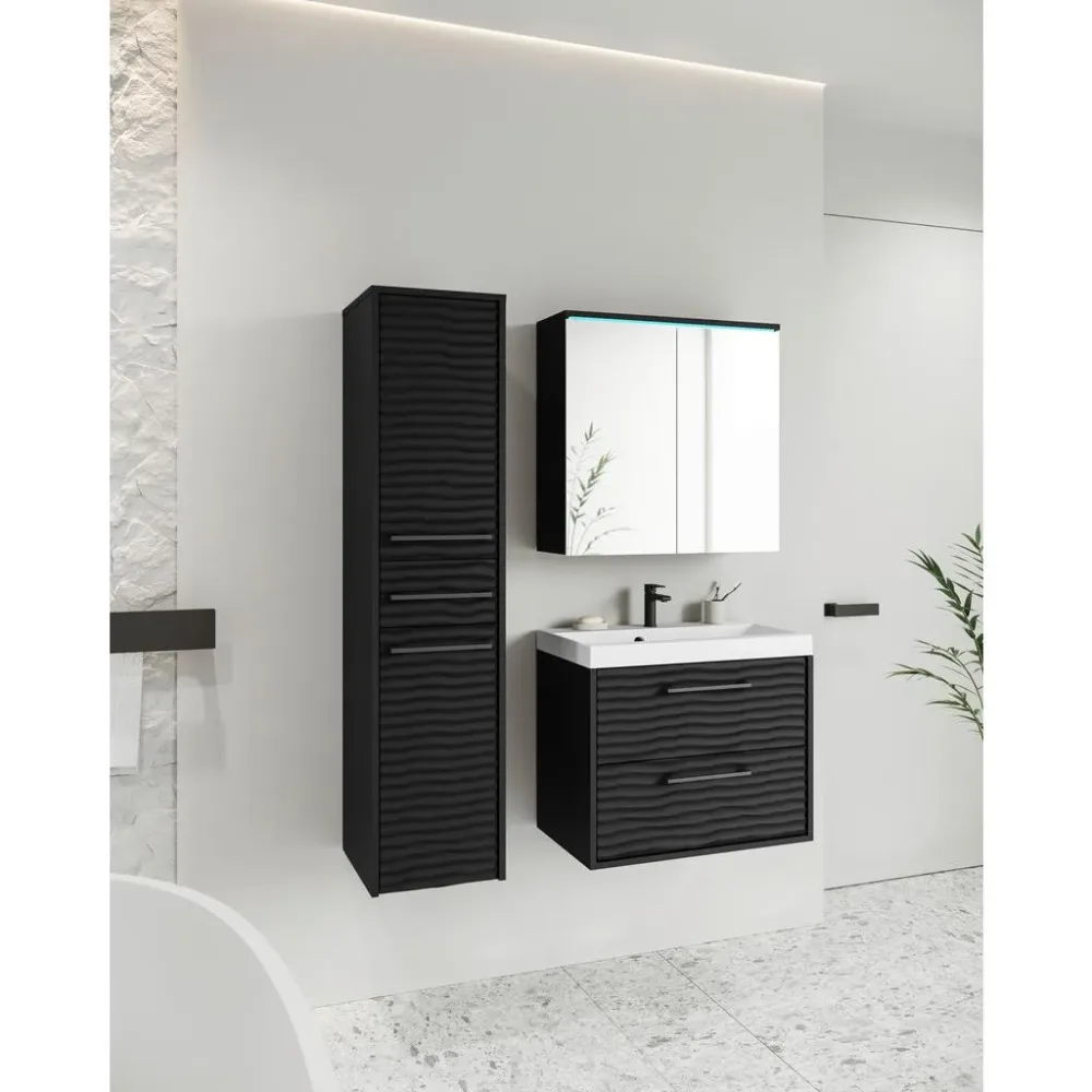 Badezimmer Toronto 4-Teilig Schwarz 