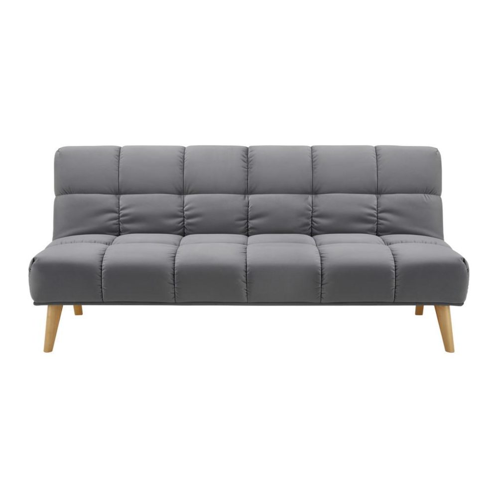 Bettsofa Alva Dunkelgrau Holzfuss Dunkelgrau Holz, Textil 