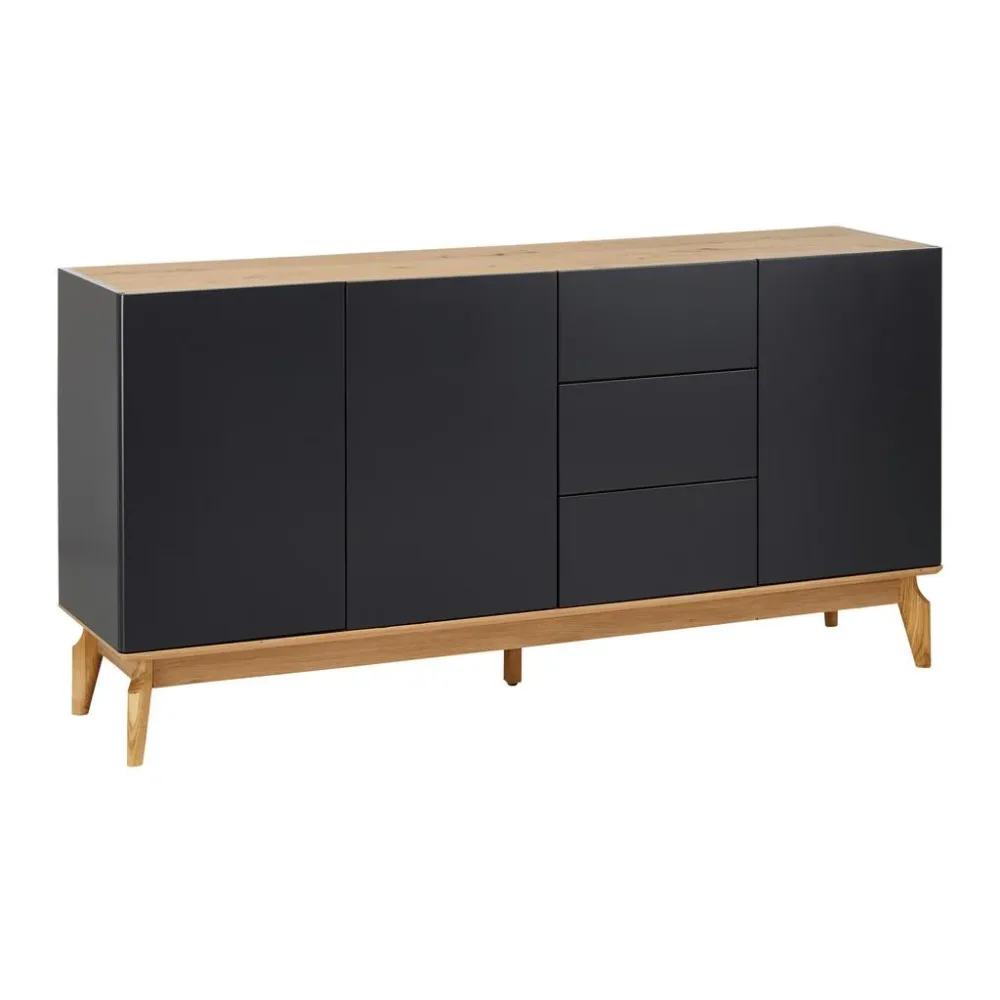 Sideboard Fosco Grau/eichefarben Mdf/echtholz  160/80/40 cm 