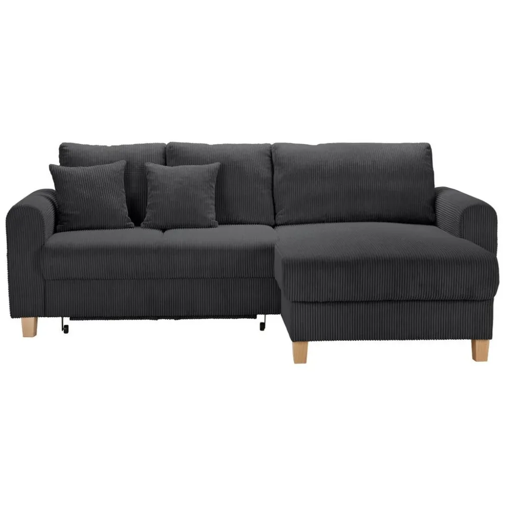 Ecksofa Lille Dunkelgrau Cord Dunkelgrau 