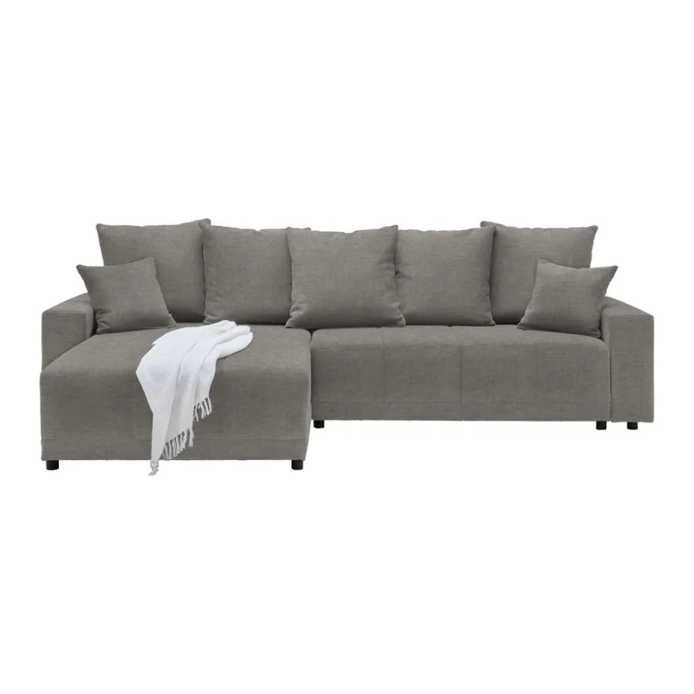 Ecksofa Alatri Dunkelgrau Webstoff Dunkelgrau 
