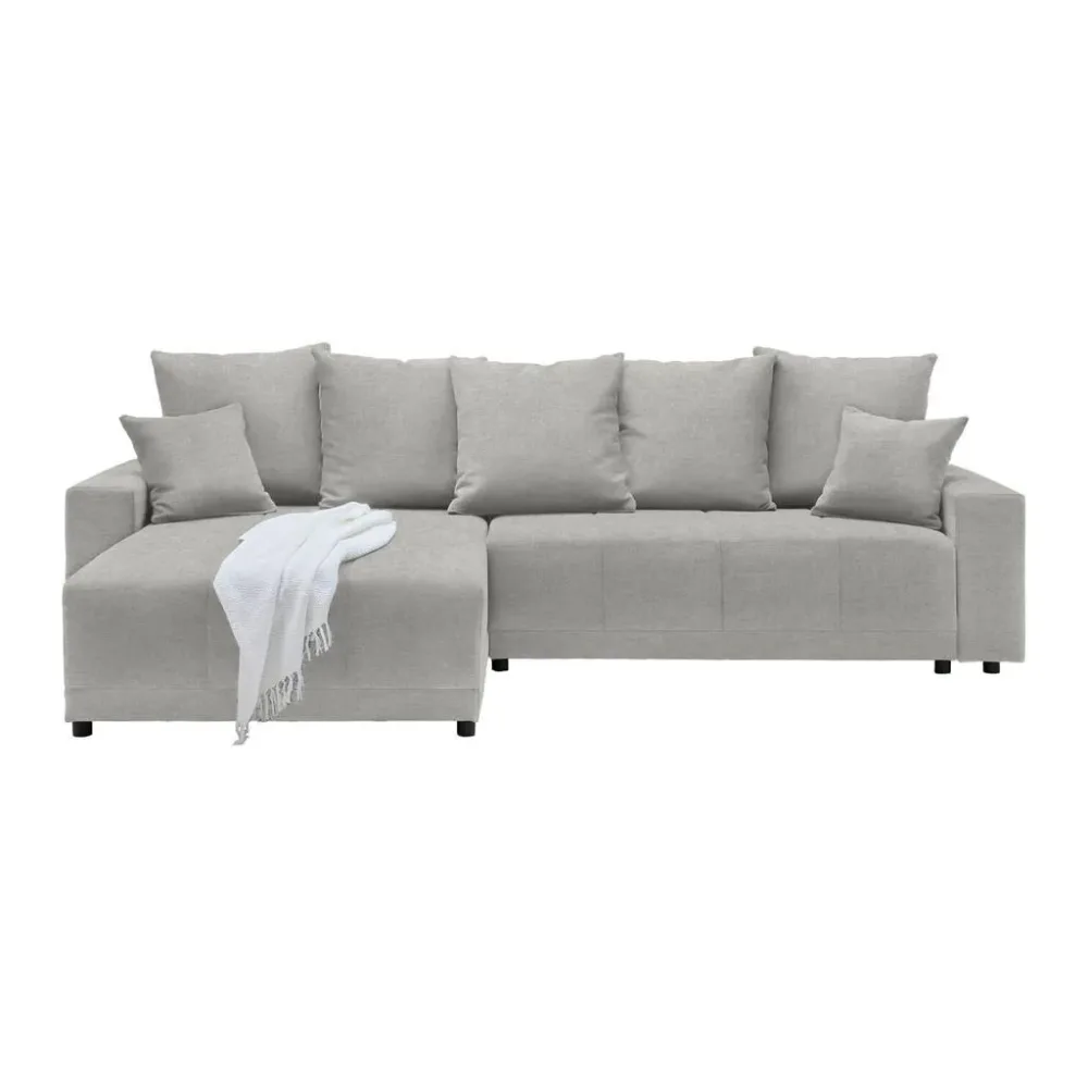 Ecksofa Alatri Grau Webstoff Silberfarben 
