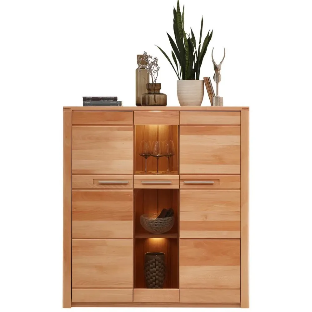 Highboard Arvid Kernbuche  127/137/40 cm 