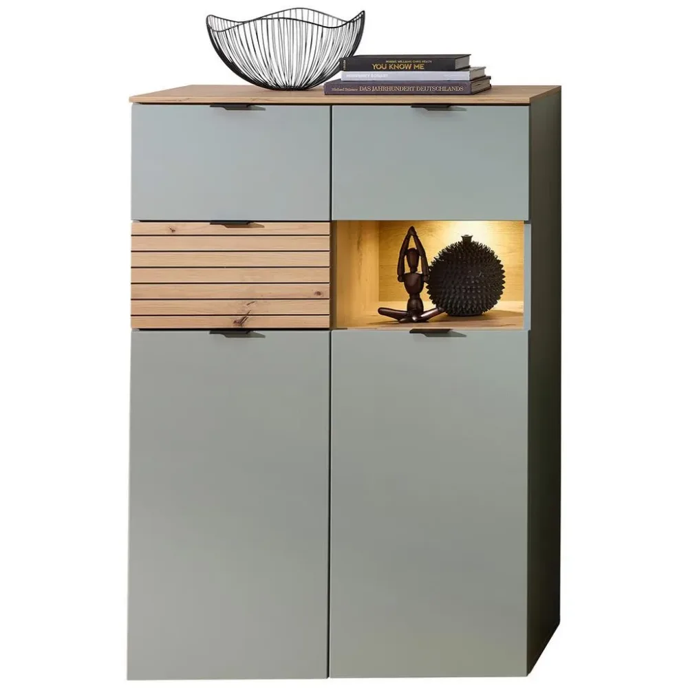 Highboard Memphis Grün/eiche Artisan  84/125/45 cm 1 Schublade(n) 