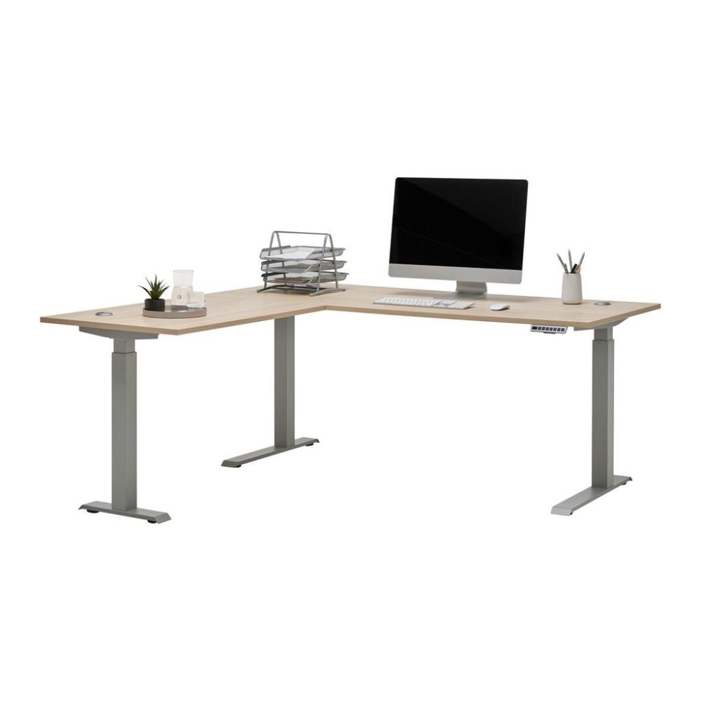 Eckschreibtisch Siena Eiche/silberfarben 185/72/177 cm Eichefarben 