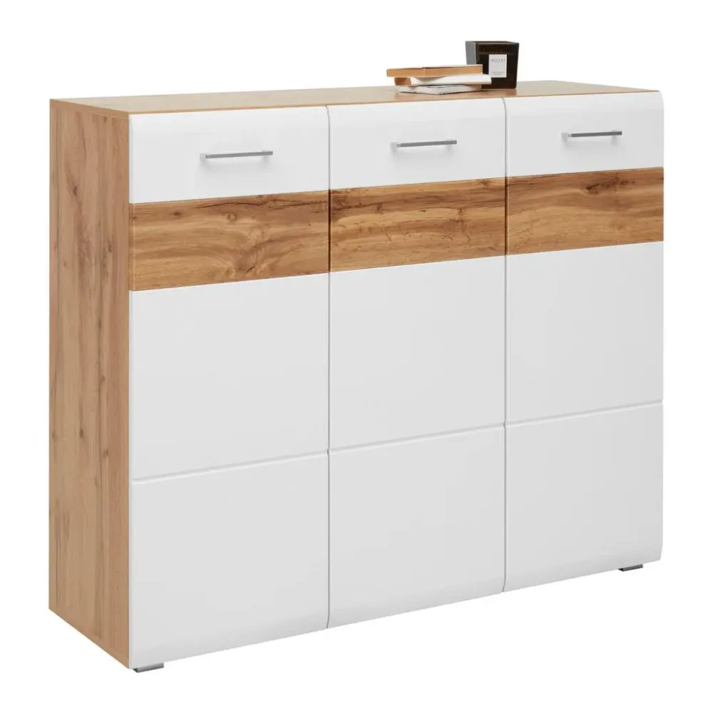 Schuhschrank In Weiss/eichefarben 126/104/40 cm 