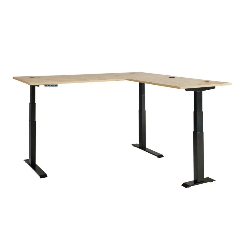 Eckschreibtisch Memphis In Eiche Artisan/graphitfarben 185/77/64-129 cm Graphitfarben, Eiche Artisan 