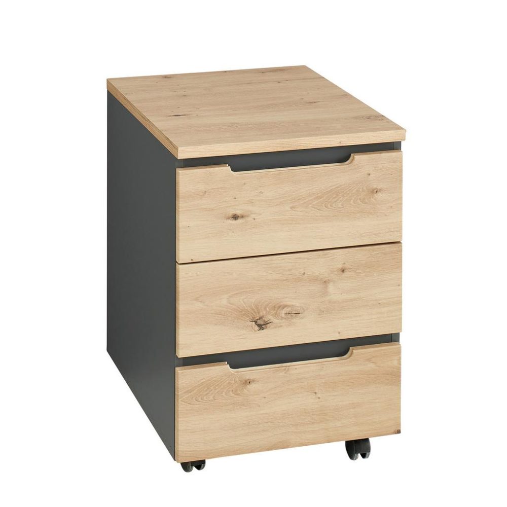 Rollcontainer Memphis In Eiche Artisan/graphitfarben 45/66/55 cm 