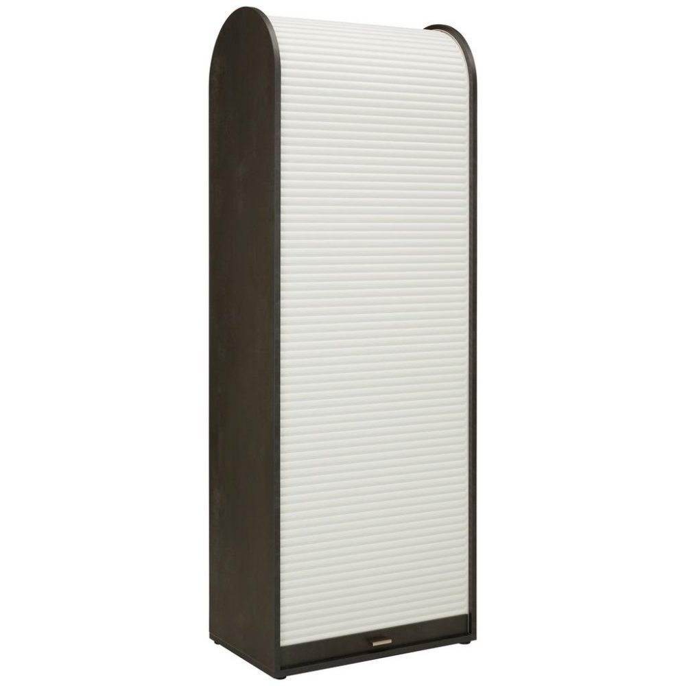 Rolloschrank in Schwarz/Weiß.