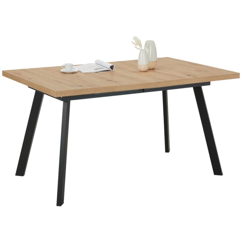 Ausziehtisch In Schwarz/eiche Artisan Holzwerkstoff 140-190/90/75 cm 