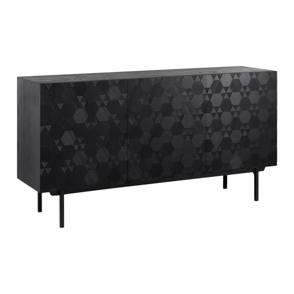 Sideboard Roma In Schwarz Massiv  150/78/40 cm 