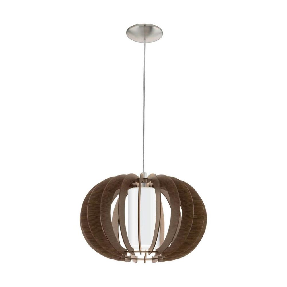 Pendellampe Stellato 3 Braun/Weiss Stahl/Holz 130 cm - Farbe: braun-weiss - Material: Holz/Stahl - Pendellampe