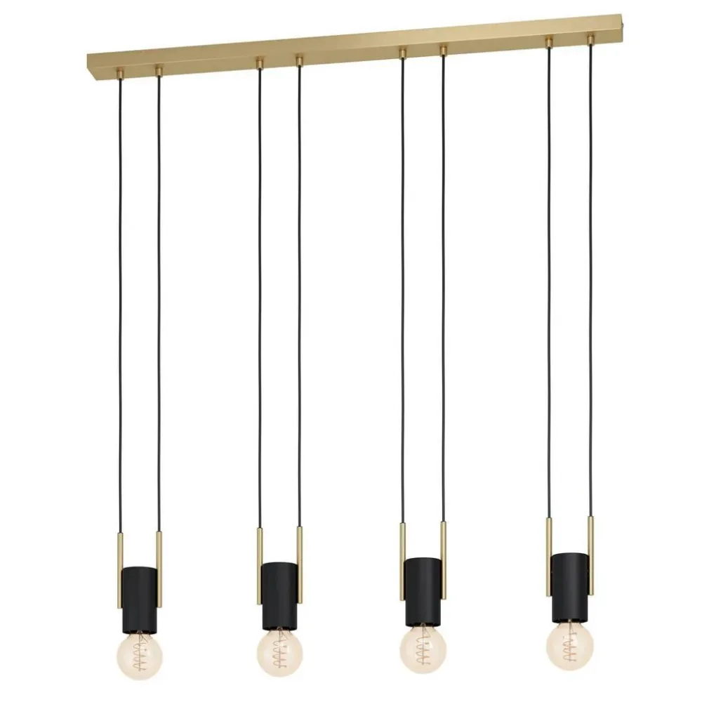 Eglo Pendellampe Bitachito Schwarz Stahl 5.5 cm 110 cm - Farbe: Schwarz/Messing - Pendellampe