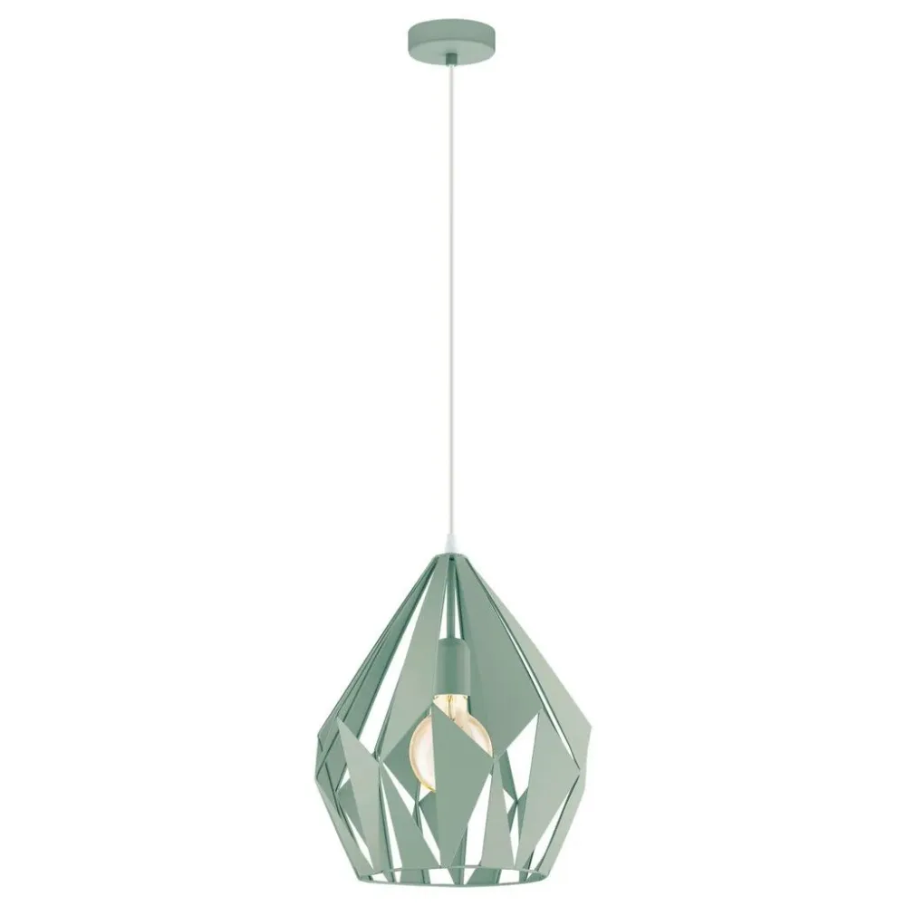 Pendellampe Carlton-P Grün Stahl 150 cm - Farbe: pastellgrün - Pendellampe
