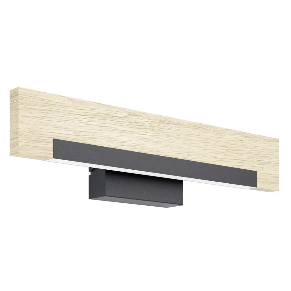 Eglo Wandlampe Camacho Braun/Schwarz/Weiss Stahl/Holz 7.5 cm 10.5 mm - LED - Lichtfarbe: Warmweiss - Material: Holz/Stahl - Wandlampe- LED