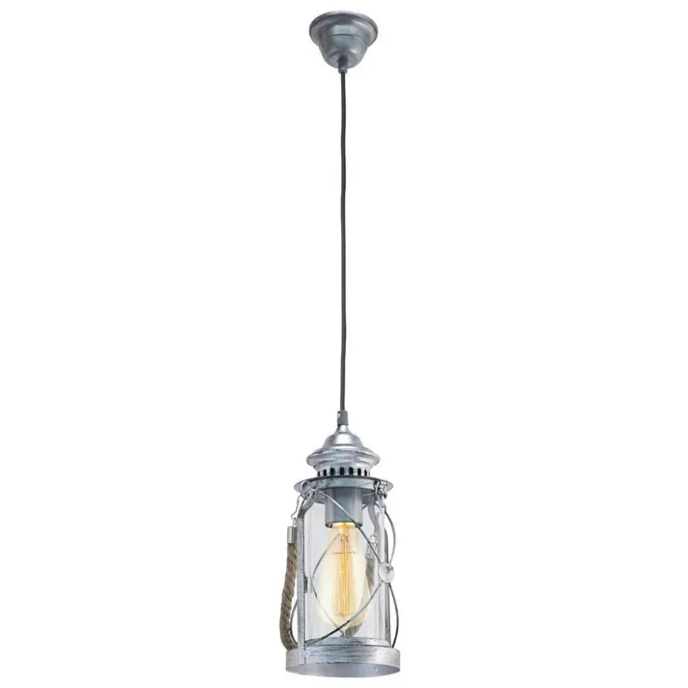 Eglo Pendellampe Bradford Silber Stahl 14 cm 110 cm - Farbe: antiksilber - Pendellampe