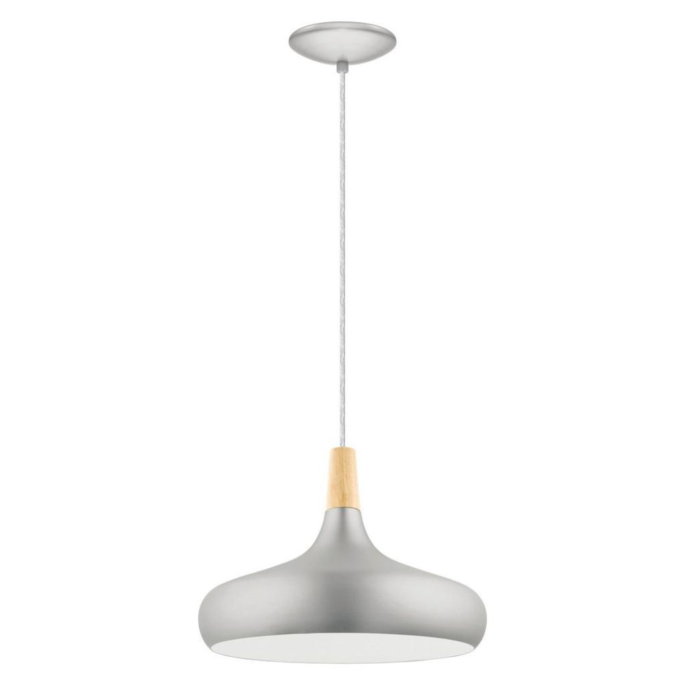 Pendellampe Sabinar Braun/Silber Stahl/Holz 110 cm - Farbe: silber-braun - Material: Holz/Stahl - Pendellampe