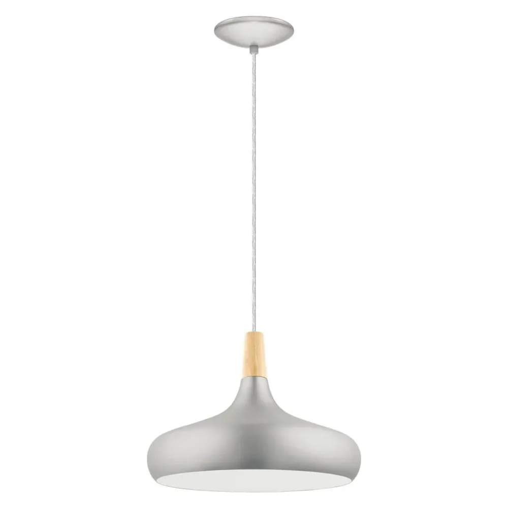 Pendellampe Sabinar Braun/Silber Stahl/Holz 110 cm - Farbe: silber-braun - Material: Holz/Stahl - Pendellampe