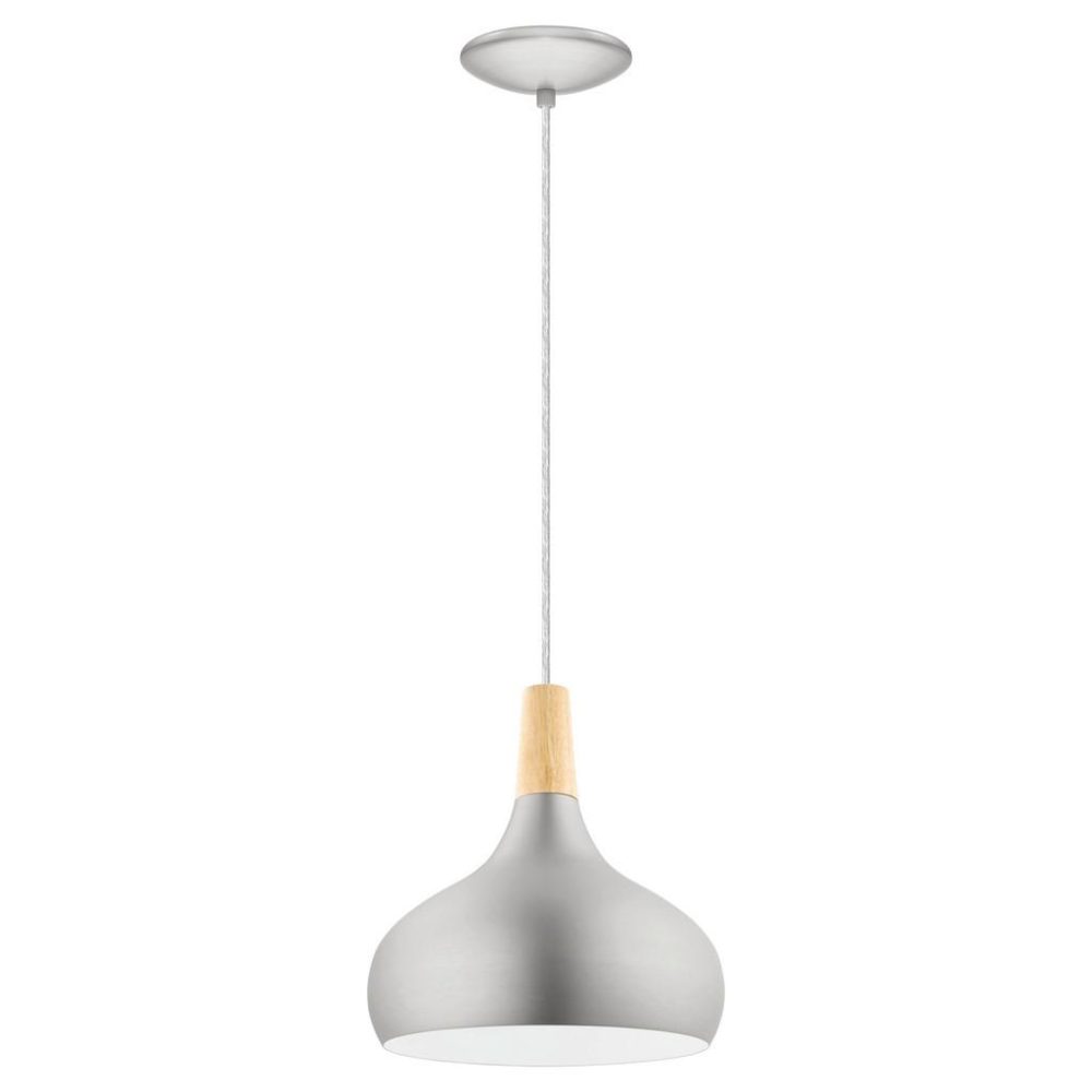 Pendellampe Sabinar Braun/Silber Stahl/Holz 110 cm - Farbe: silber-braun - Material: Holz/Stahl - Pendellampe