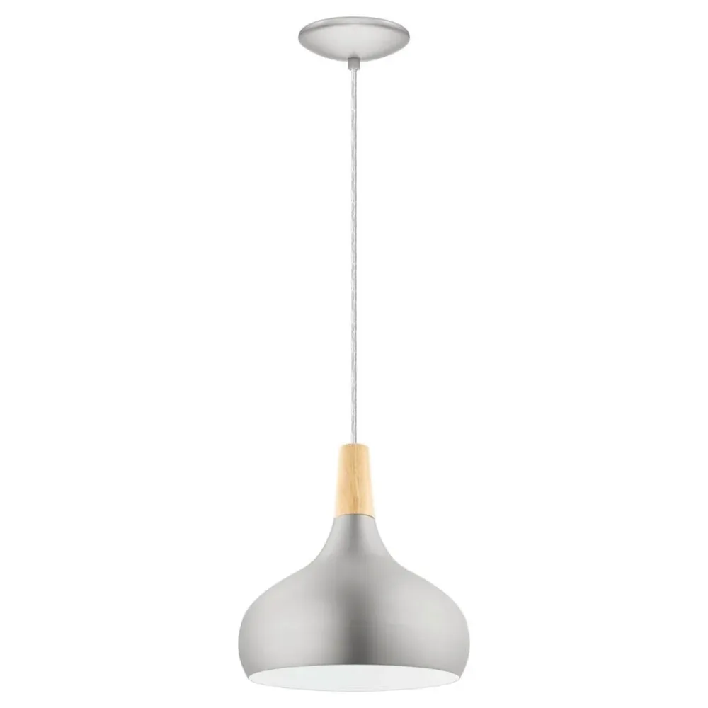 Pendellampe Sabinar Braun/Silber Stahl/Holz 110 cm - Farbe: silber-braun - Material: Holz/Stahl - Pendellampe