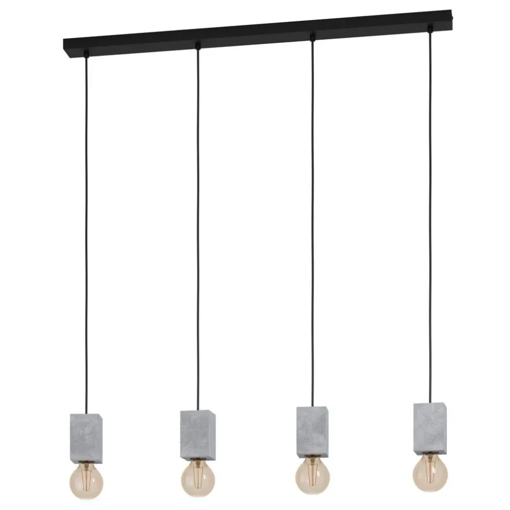 Eglo Pendellampe Prestwick 3 Grau/Schwarz Beton/Stahl 5.5 cm 92.5 cm - Farbe: schwarz/grau - Material: Stahl/Beton - Pendellampe