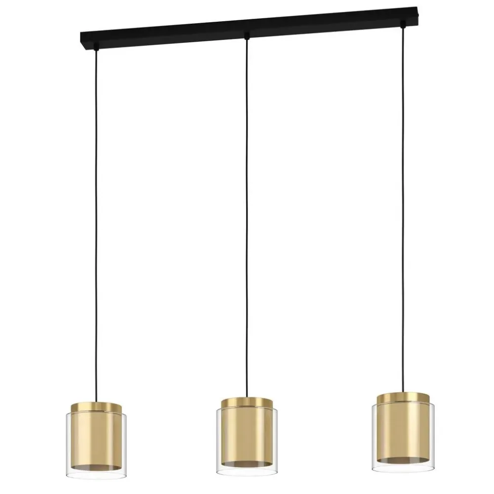 Eglo Pendellampe Lagunitas Schwarz Stahl/Glas 91 cm 110 cm - Farbe: Schwarz/Messing - Material: Glas/Stahl - Pendellampe