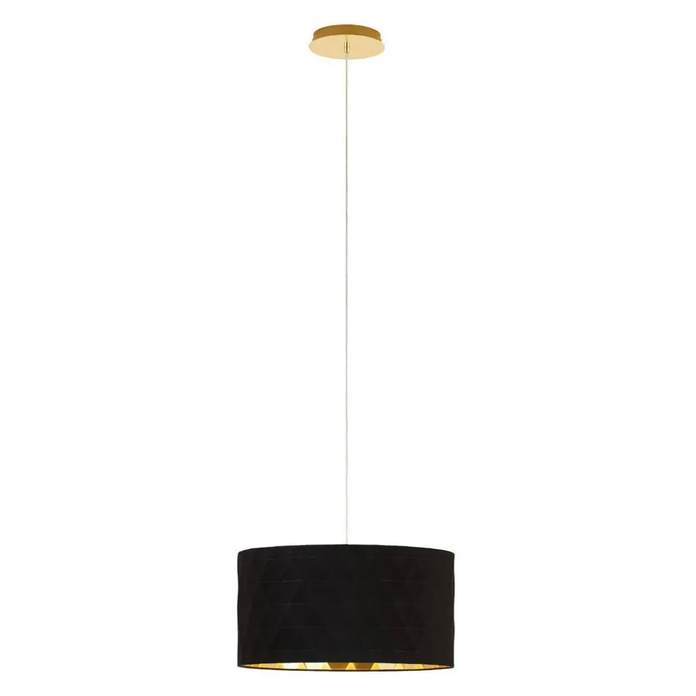 Pendellampe Dolorita Gold/Schwarz Stahl/Stoff 150 cm - Farbe: schwarz-gold - Pendellampe