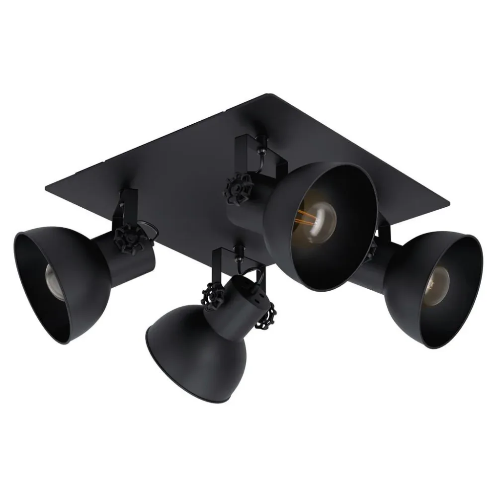 Eglo Spot Barnstaple 1 Schwarz Stahl/Holz 45 cm - Material: Holz/Stahl - Spot