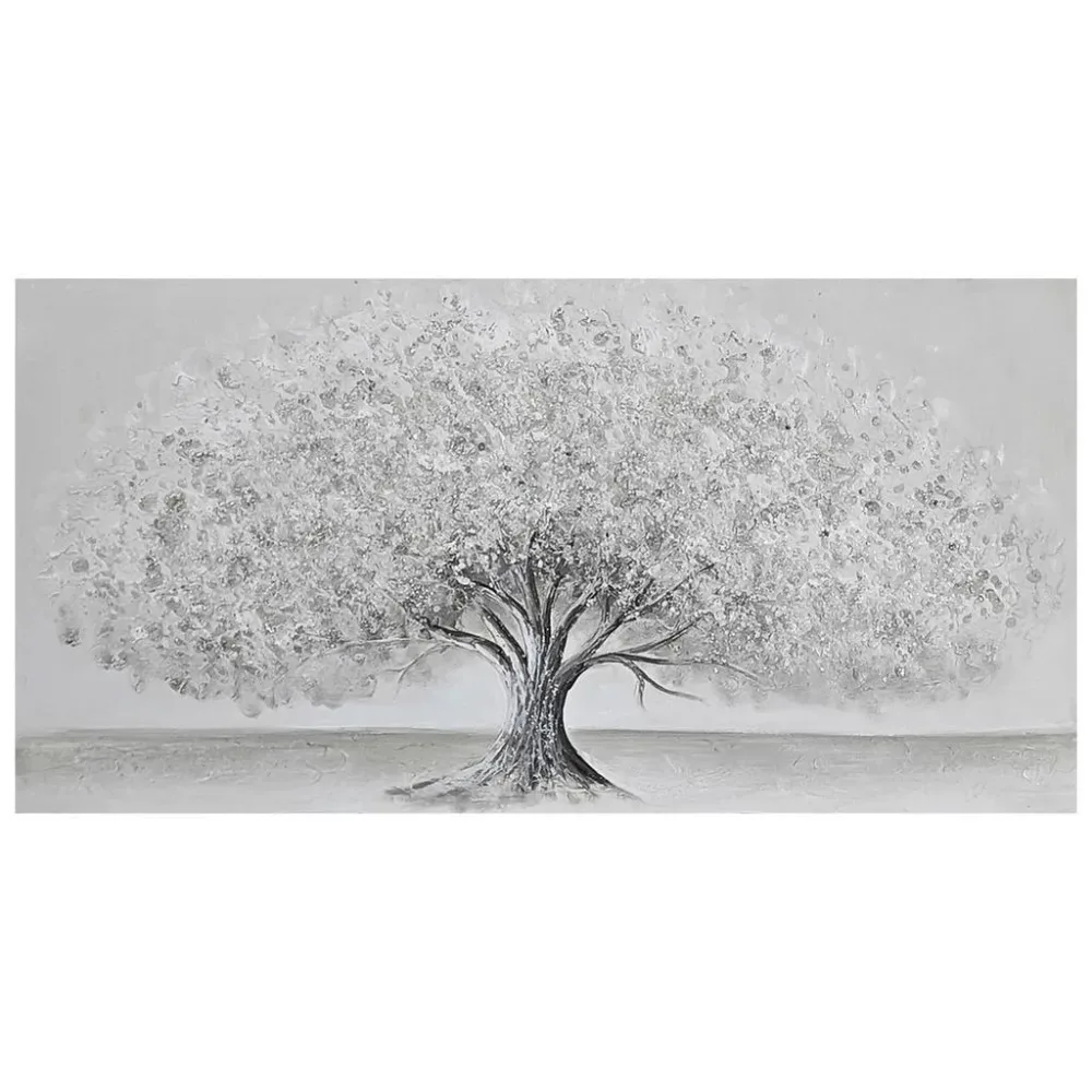 Keilrahmenbild Silver Tree Weiss/beige Ca. 120x60cm 120/60/3 cm 