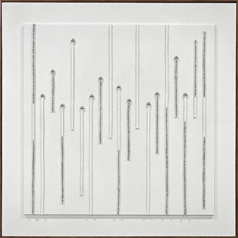 Leinwandbild Silver Dots Weiss Ca. 102x102x4,5cm 102/102/4,5 cm 