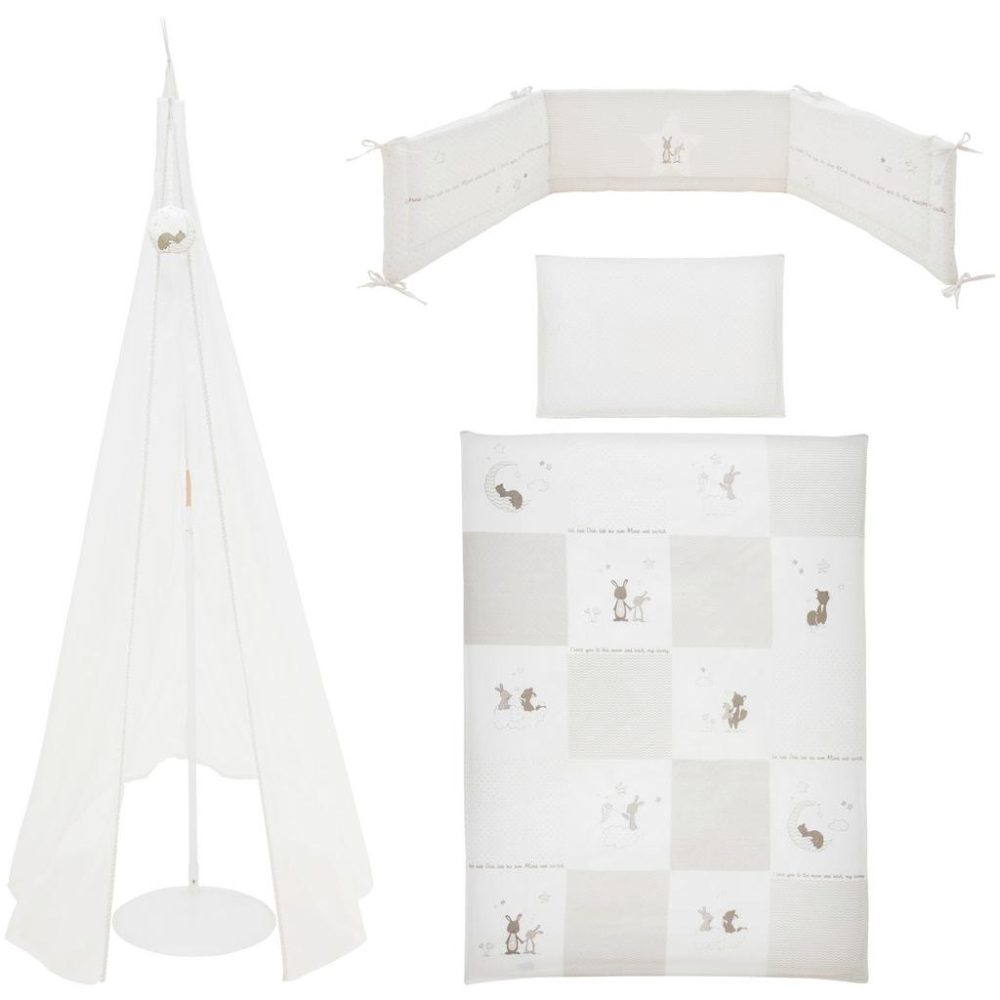 roba Kinderbettgarnitur 4tlg. 100x135cm Fox&Bunny - weiß - Gr.100x135 cm