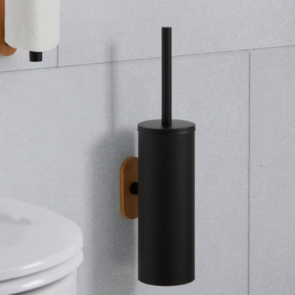 Wc-bürstengarnitur In Schwarz Metall Kunststoff 