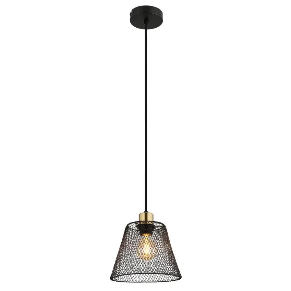 Hängeleuchte Baku Schwarz/gold Max. 40 Watt 20/120 cm  
