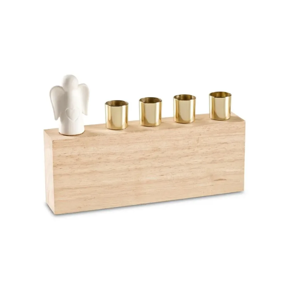 Kerzenhalter Jana Naturfarben/weiss/gold 