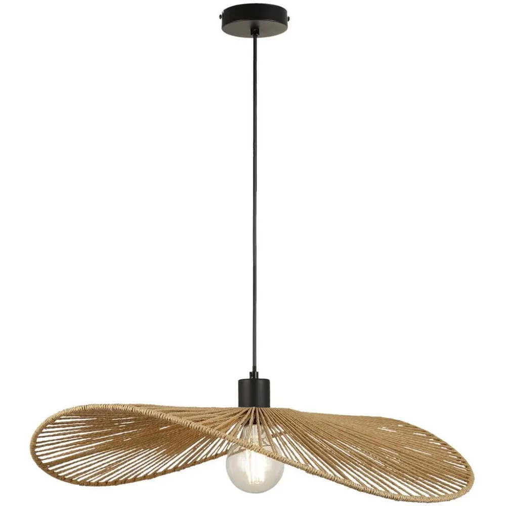 Hängeleuchte Bli In Schwarz/natur Max. 25 Watt 58/58/120 cm  