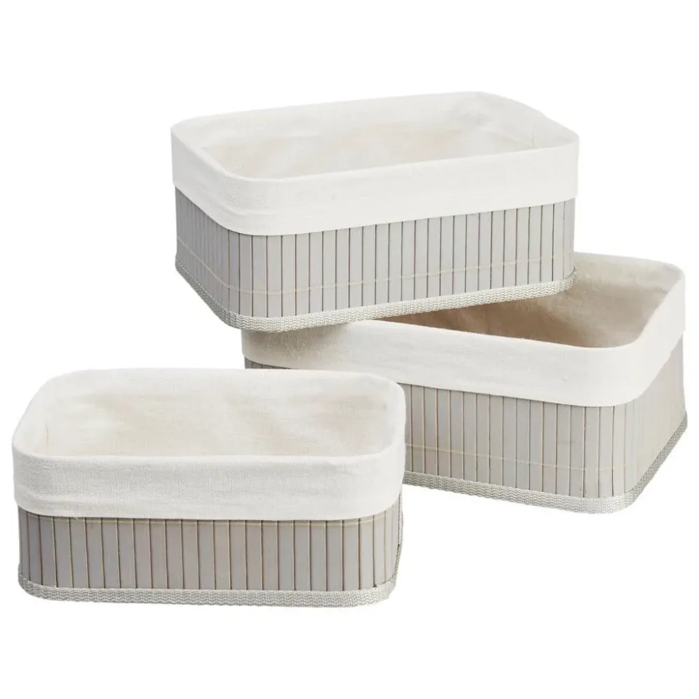 Korbset Bamboo Grau, 3er Set 