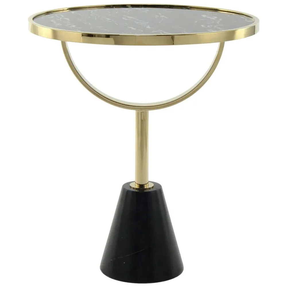 Beistelltisch Rocio 100 Schwarz Glas, Stein 