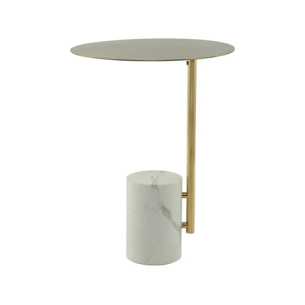Beistelltisch Rocio 400 Weiss Metall, Stein 40/40/54 cm 