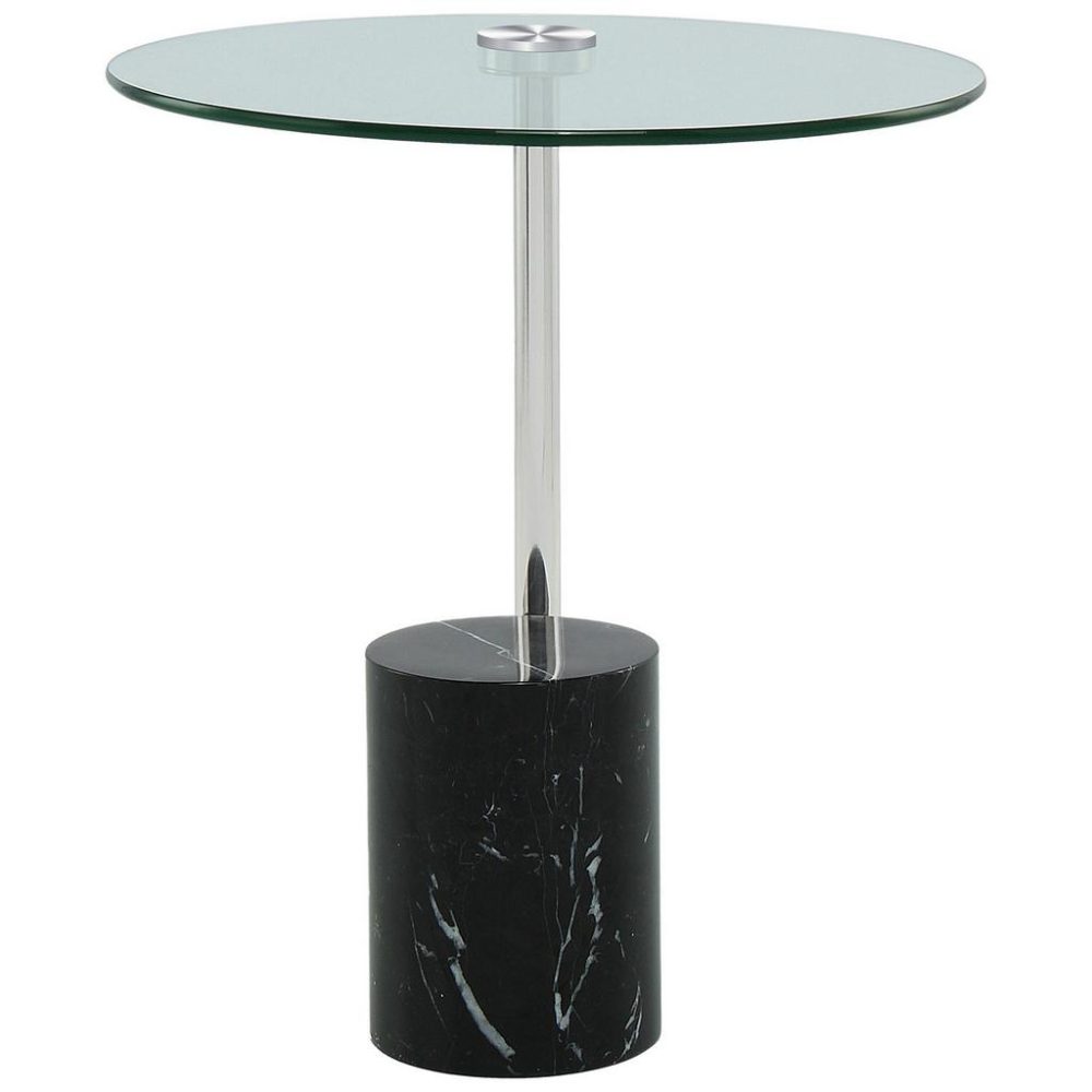 Beistelltisch Rosario 525 Silber / Schwarz Metall, Glas, Stein 44/44/50 cm 