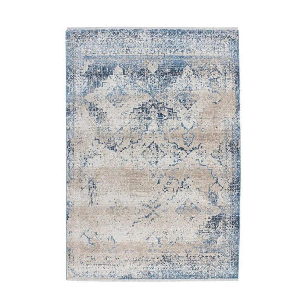 Flachwebeteppich Antigua 525 Creme/blau 80x150 80/150 cm 