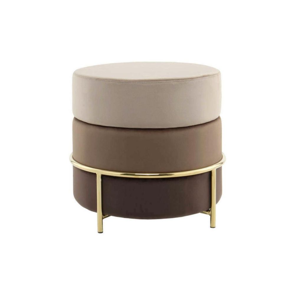 Hocker 7pjlj-Brw Braun, Goldfarben Metall, Textil, Holzwerkstoff 