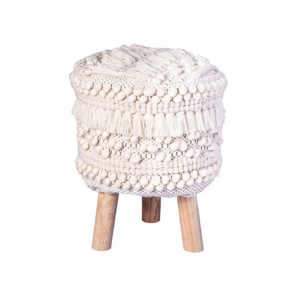 Hocker Hocker Bohist 325 Natural Weiss Holz, Textil 
