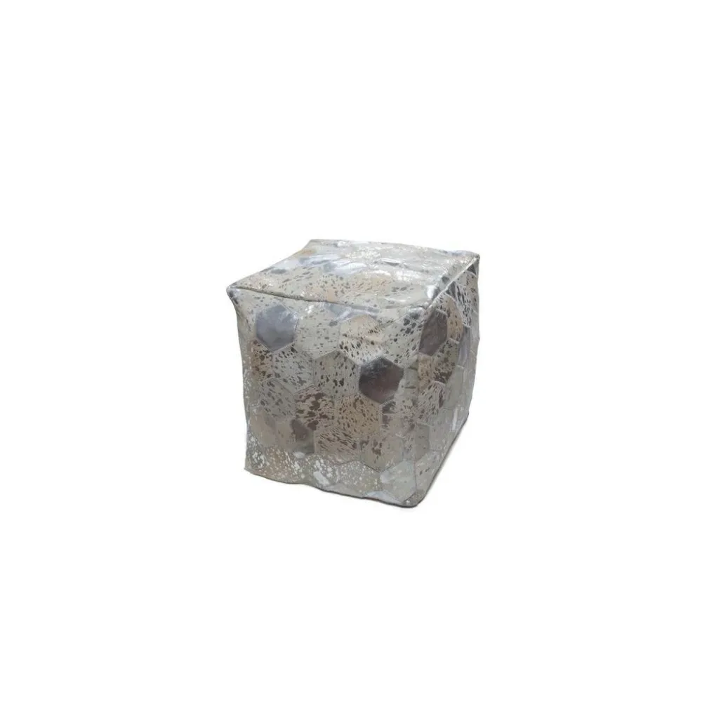 Pouf Dazzle 200 Silberfarben, Grau Leder 