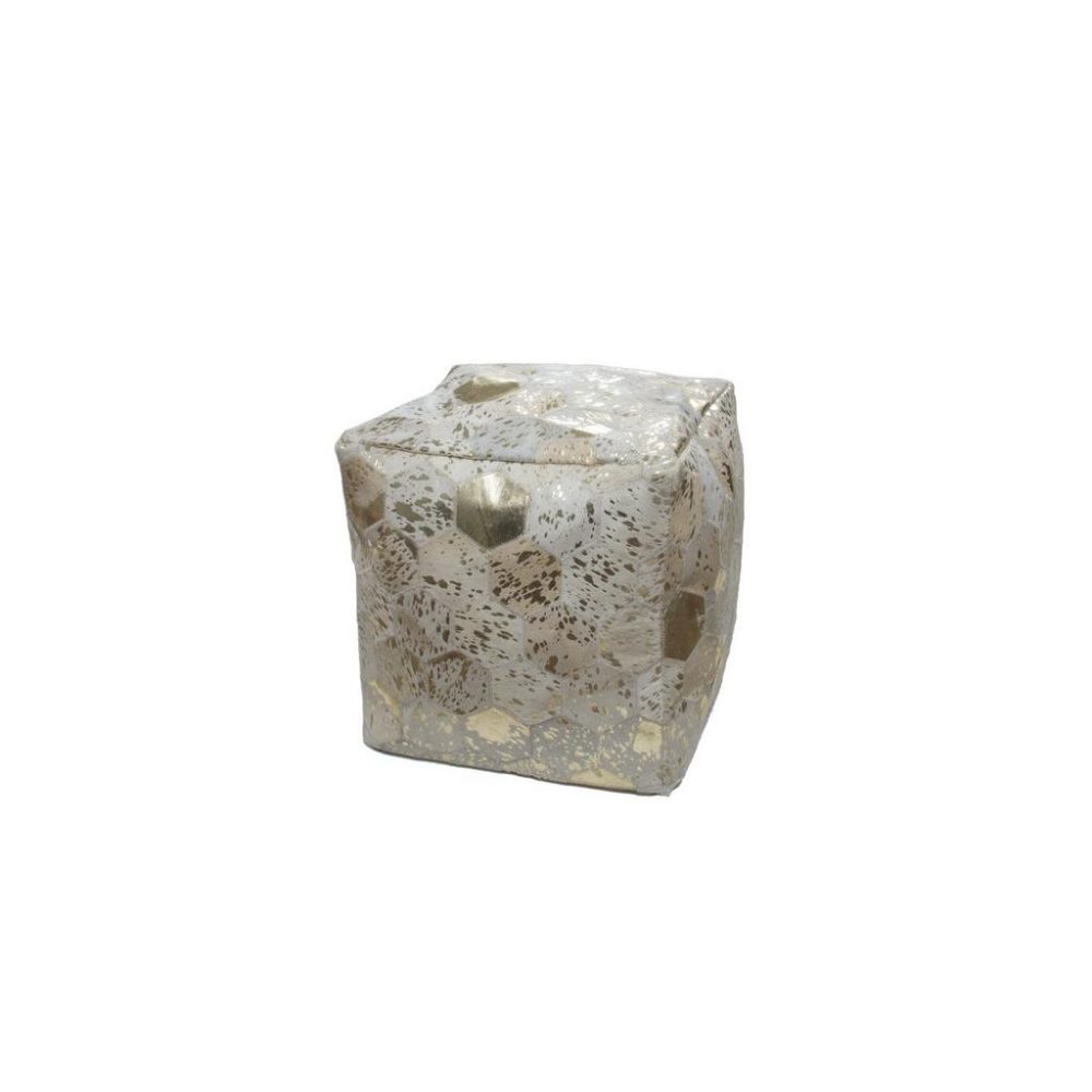 Pouf Dazzle 200 Creme, Goldfarben Leder 