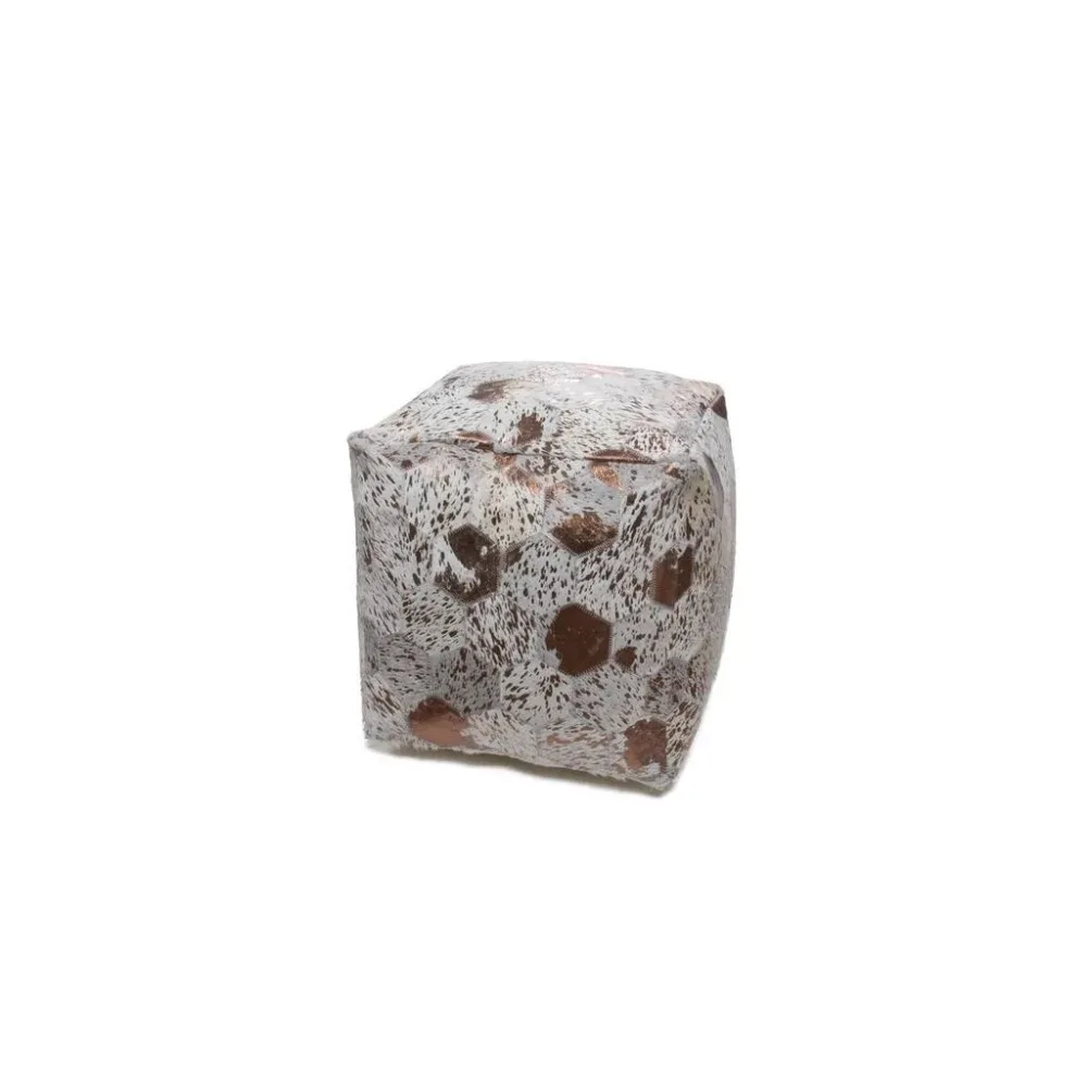 Pouf Dazzle 200 Creme, Chromfarben Leder 