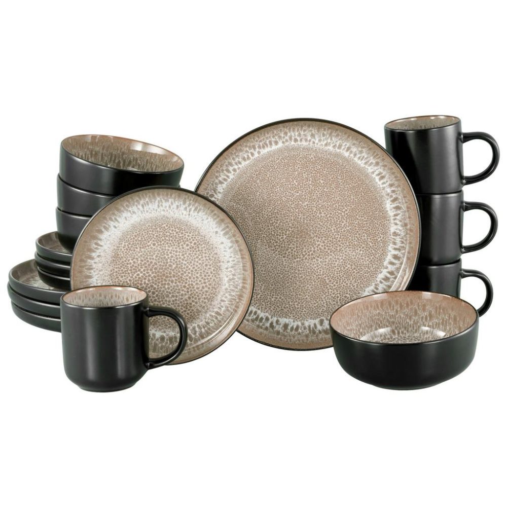 Kombiservice Magnus Schwarz/beige, 16-Teilig 
