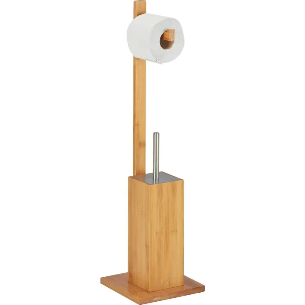 Wc-bürstenkombination In Naturfarben/edelstahlfarben Holz, Metall Kunststoff 
