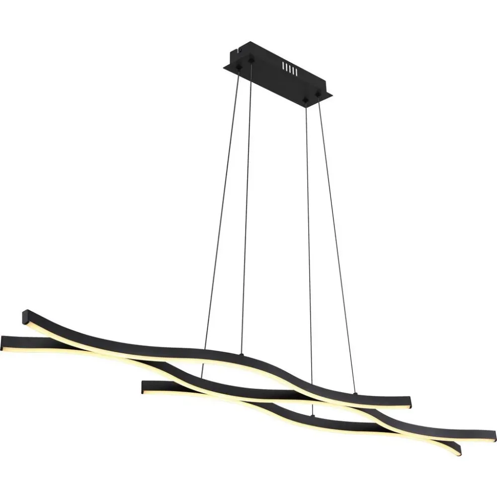 Led-hängeleuchte Relo In Opal/schwarz Max. 35 Watt 107,6/18/120 cm  