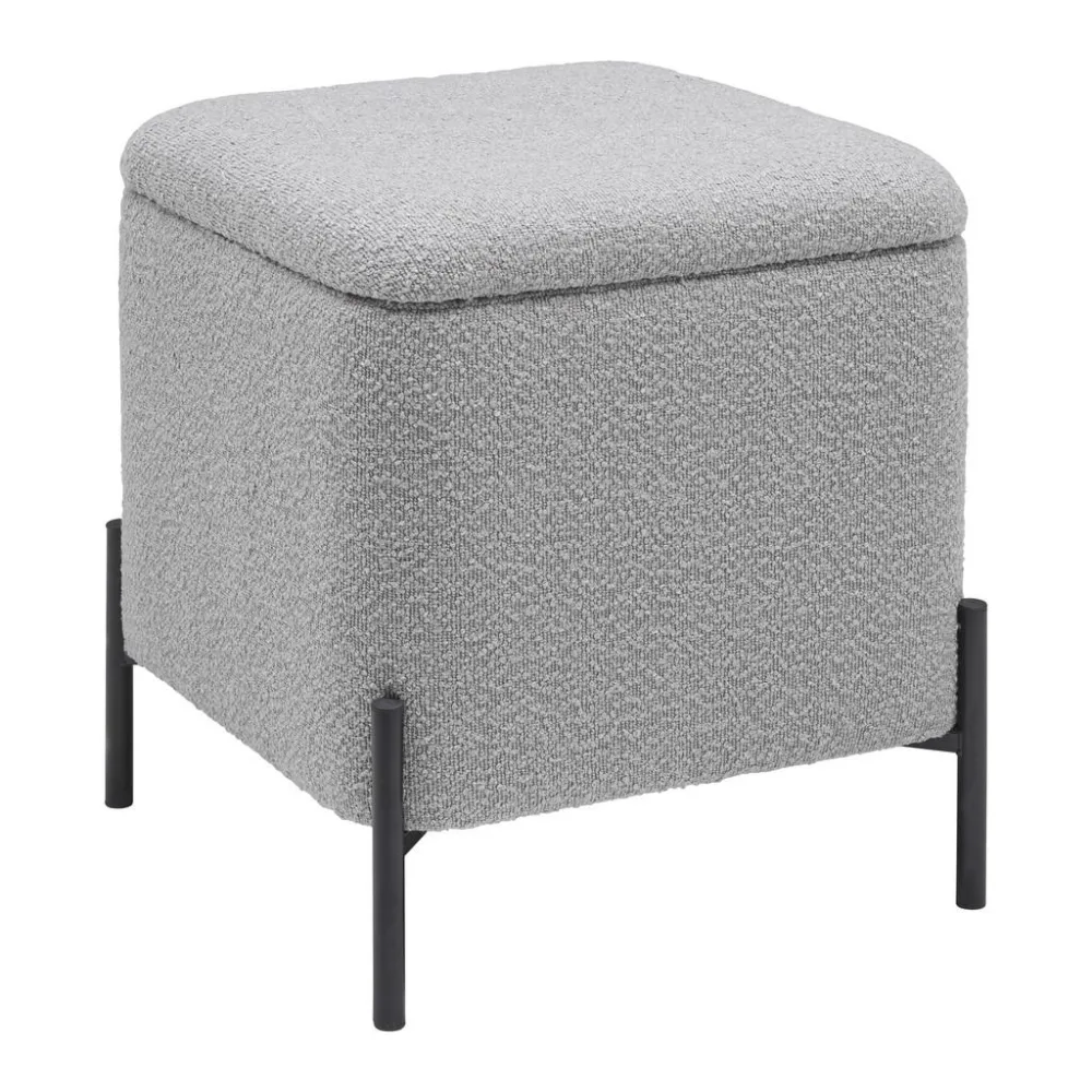 Hocker Mixo Grau Grau Metall, Textil, Holzwerkstoff 