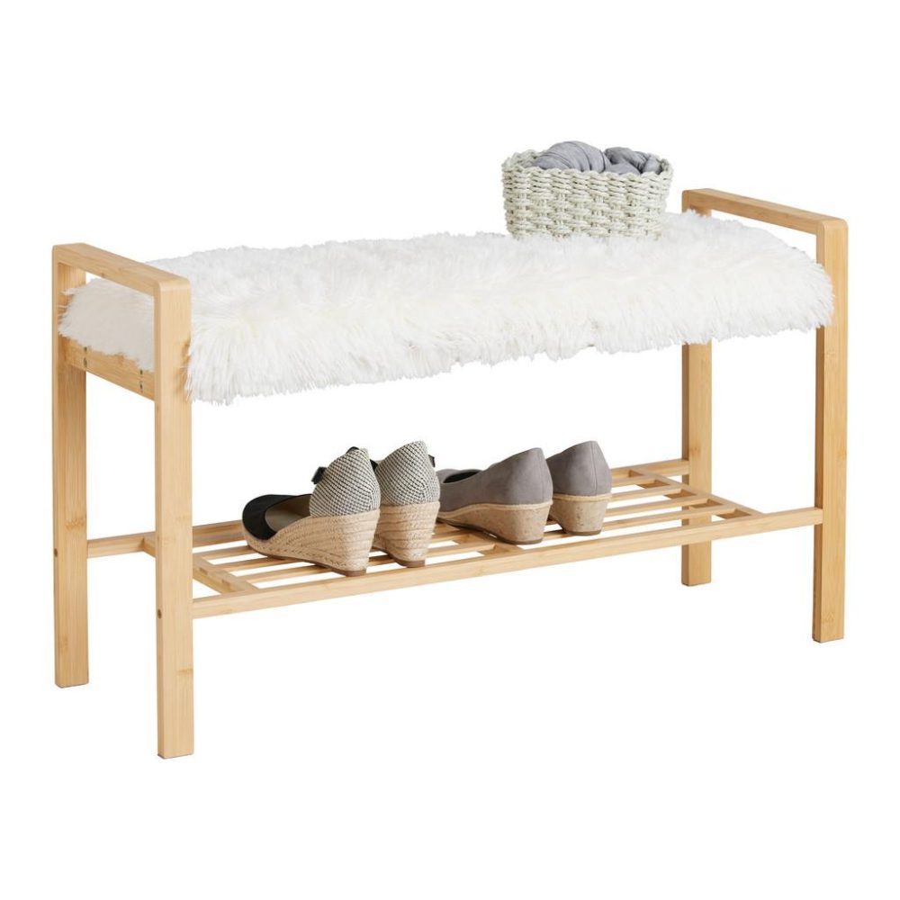 Sitzbank Adua Weiss/naturfarben 87/50/30 cm 